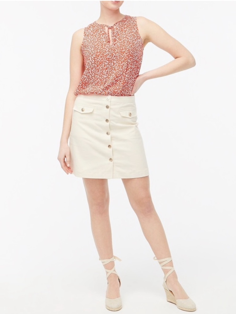 J . CREW Linen-blend Button-through
A-line Skirt size 8
